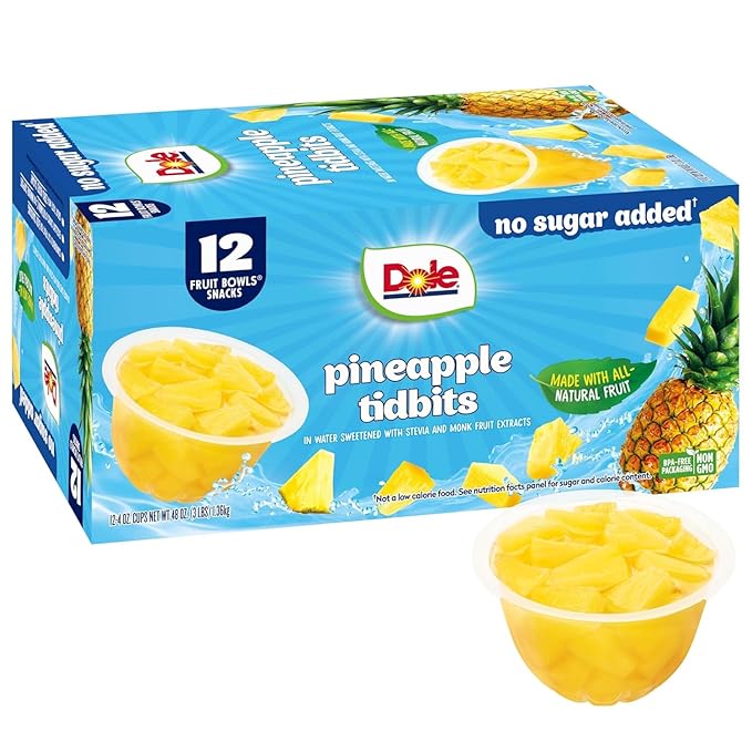 No Sugar Added Pineapple Tidbits Bowls, 12 ct