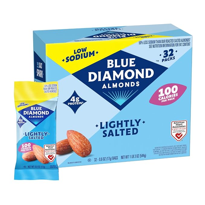 Low Sodium Lightly Salted Almonds, 32 packs