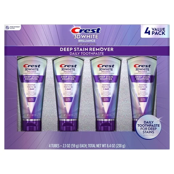 3D White Brilliance Deep Stain Remover Toothpaste, 4-Pack 2.1 oz