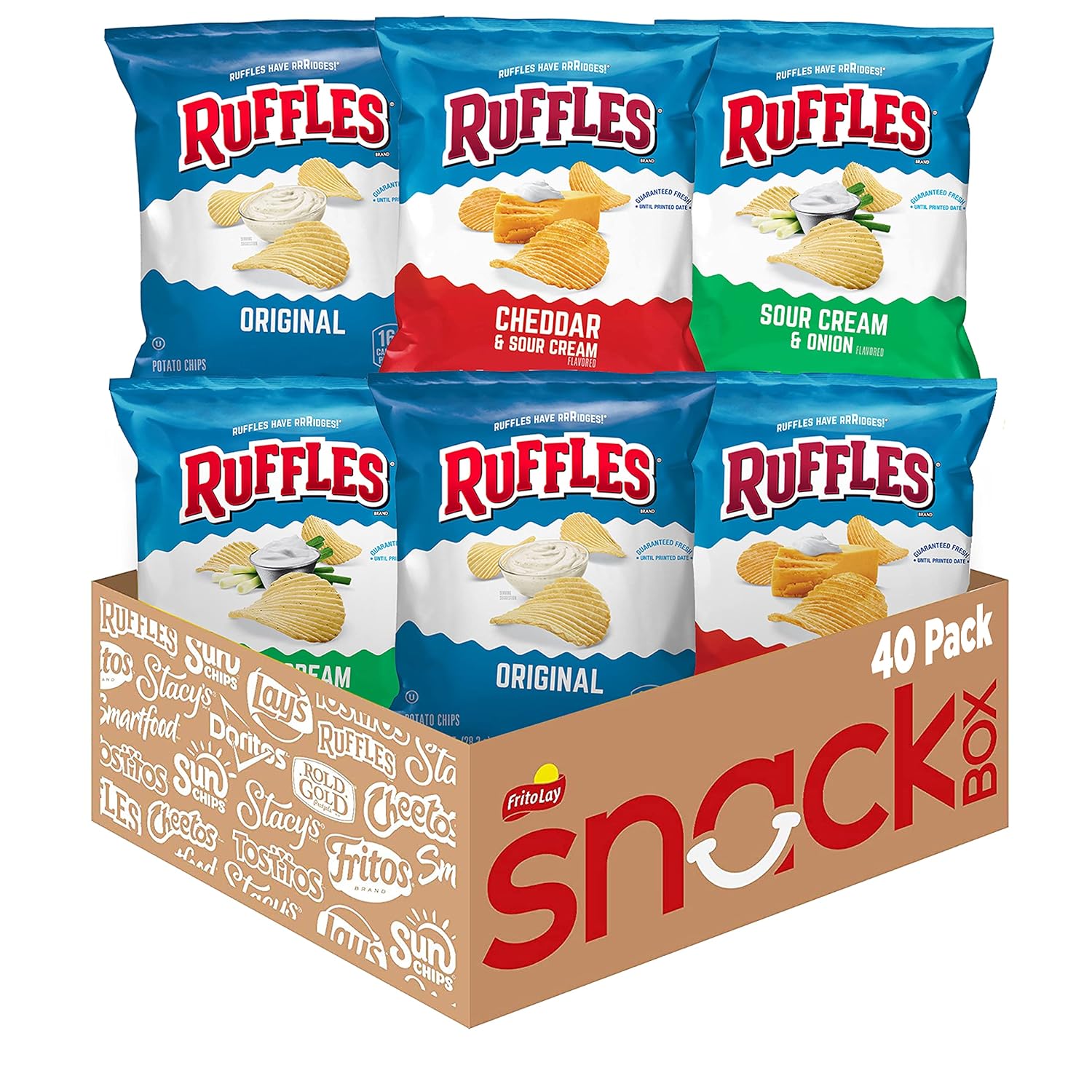 Ruffles Potato Chips Snack Box, 40 ct