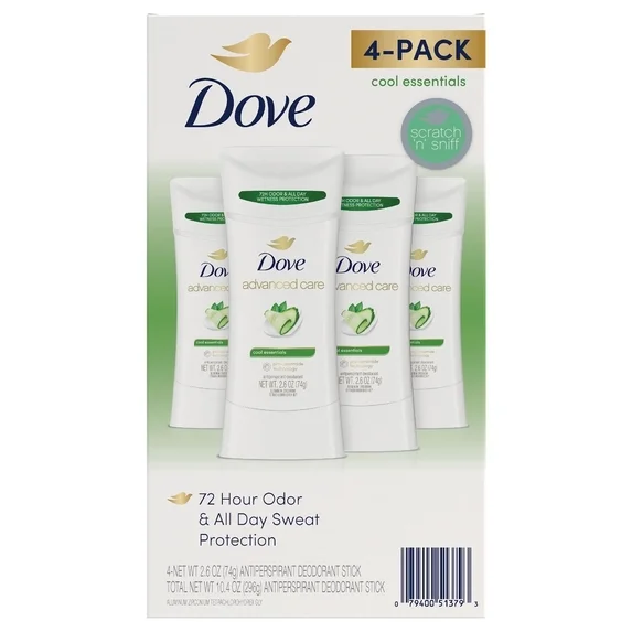 Advanced Care Cool Essentials Antiperspirant Deodorant, 4-Pack 2.6 oz