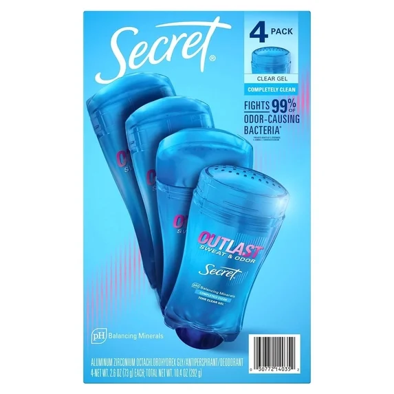 Outlast Clear Gel Deodorant — Completely Clean, 4-Pack 2.6 oz