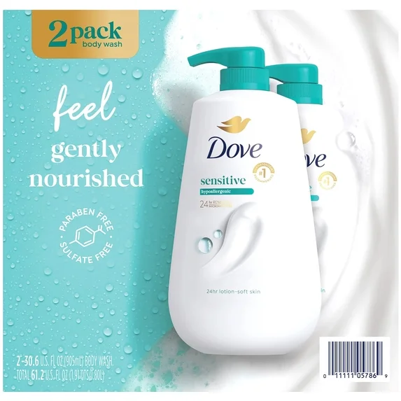 Sensitive Skin Body Wash with Pump, 2-Pack 30.6 fl oz